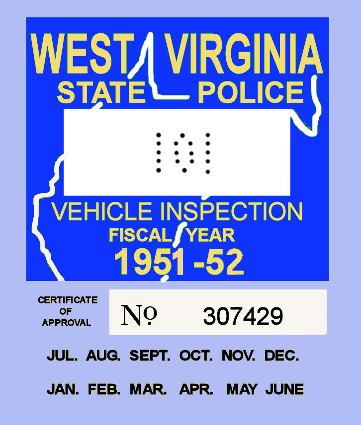 (image for) 1951-52 West Virginia inspection sticker